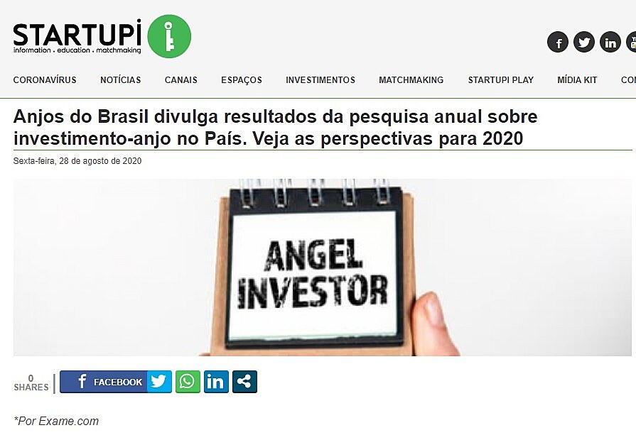 Anjos do Brasil divulga resultados da pesquisa anual sobre investimento-anjo no Pas. Veja as perspectivas para 2020